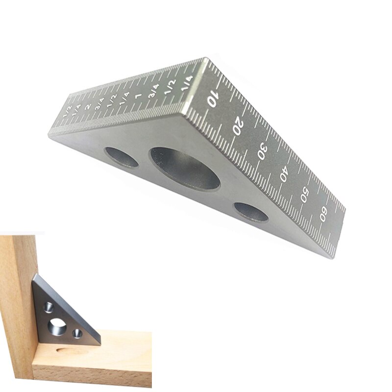 45 Degree Aluminum Alloy Angle Ruler Inch Metric Triangle Ruler Carpenter&#39;s Workshop Woodworking Square Woodworking Tools