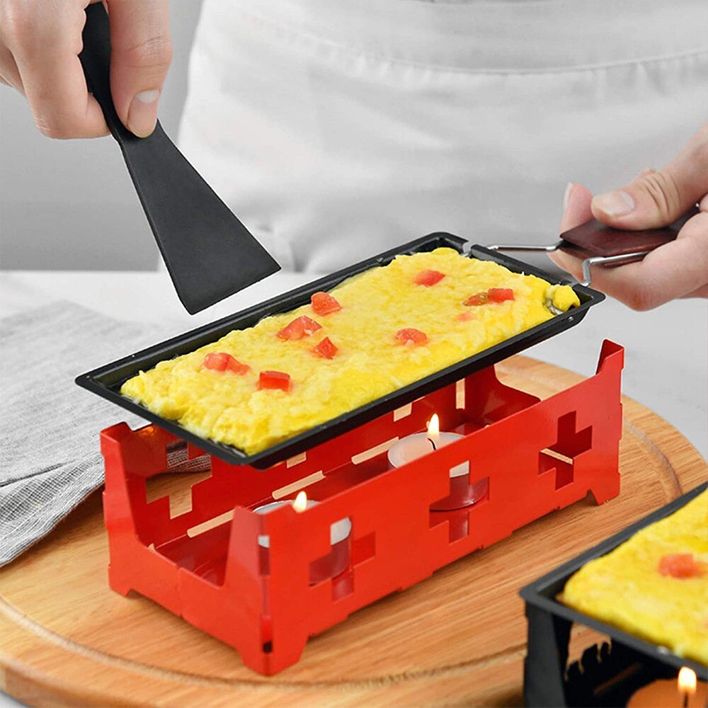 Portable antiadhésif métal fromage Raclette four gril plaque Rotaster plaque de cuisson poêle ensemble manche en bois cuisine outils de cuisson