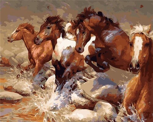 Pintura AZQSD por números, caballo, Animal, colorear por números, pintura al óleo acrílica, Kit de pintura a mano, decoración del hogar sin marco: SZYG1049