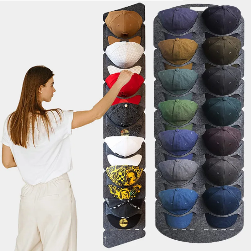 Portaoggetti per cappelli in feltro Porta cappelli Portaoggetti da parete clip Organizador Armadio da baseball con visiera Organizzatore per cappelli da viaggio Porta cappelli per montaggio a parete Nuovo