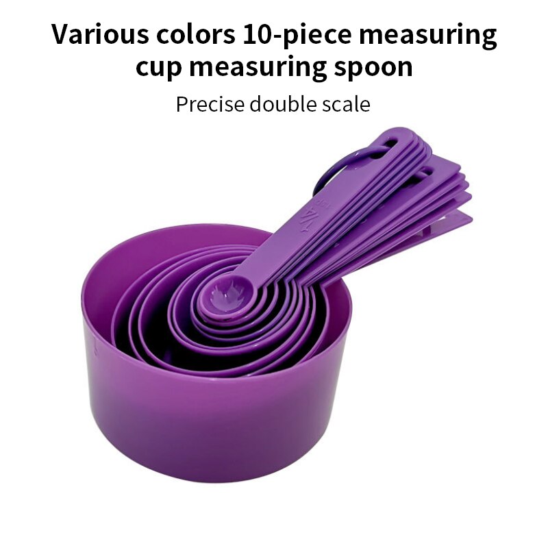 Meer Kleur 10 Stks/set Maatlepels Kleurrijke Plastic Maatregel Lepel/Cup Keuken Super Nuttig Suiker Taart Bakken Gereedschap Lepel-S: purple