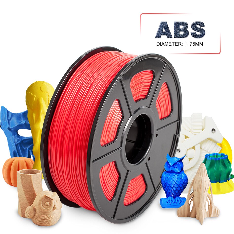 SUNLU 1.75 ABS 3D włókno robić drukarki 3D plastikowe włókno ABS 1KG z szpulą Industy 3 D materiały robić drukowania: ABS-czerwony