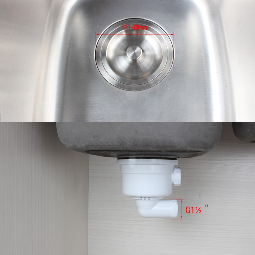 Talea 140mm flange kitchen sink basin drain filter basket strainer with anti-leakage overflow G1 1/2" drainpipe XL337C001