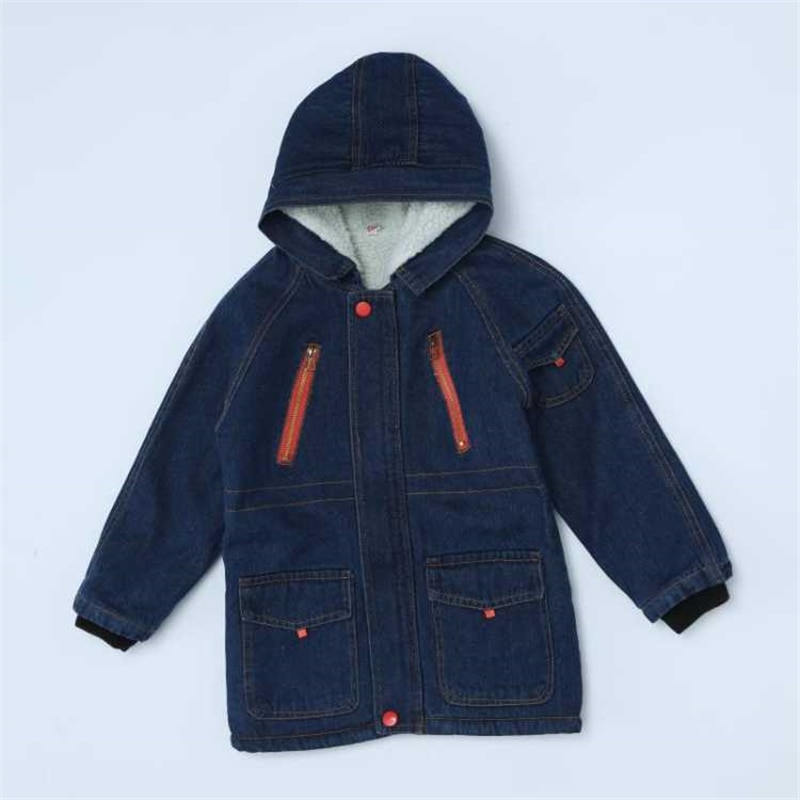 Ropa gruesa de terciopelo para niños, cortavientos largo de invierno cálido, chaqueta vaquera de algodón para niños