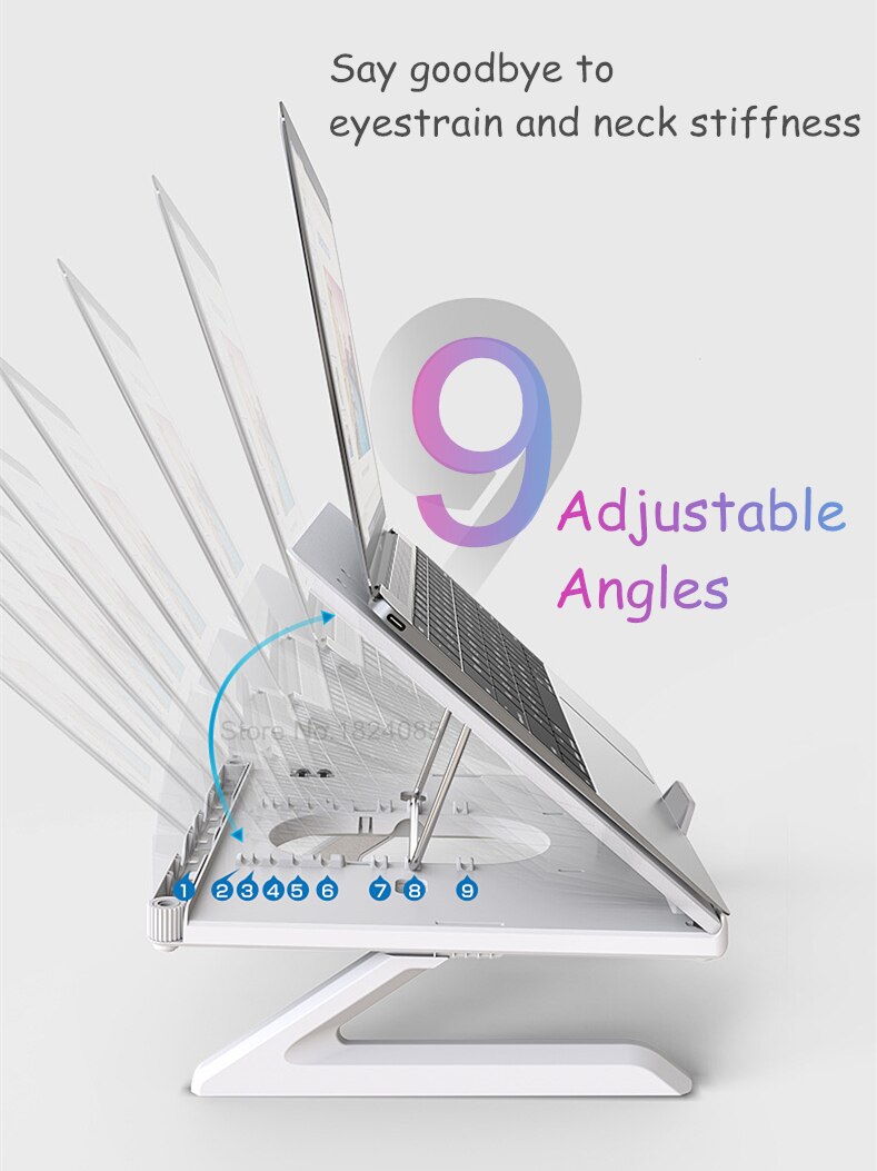 Laptop Stand 9 Angles Adjustable Desktop Standing Lapdesk Smartphone/Notebook Riser Holder for MacBook Air Pro Up to 17''