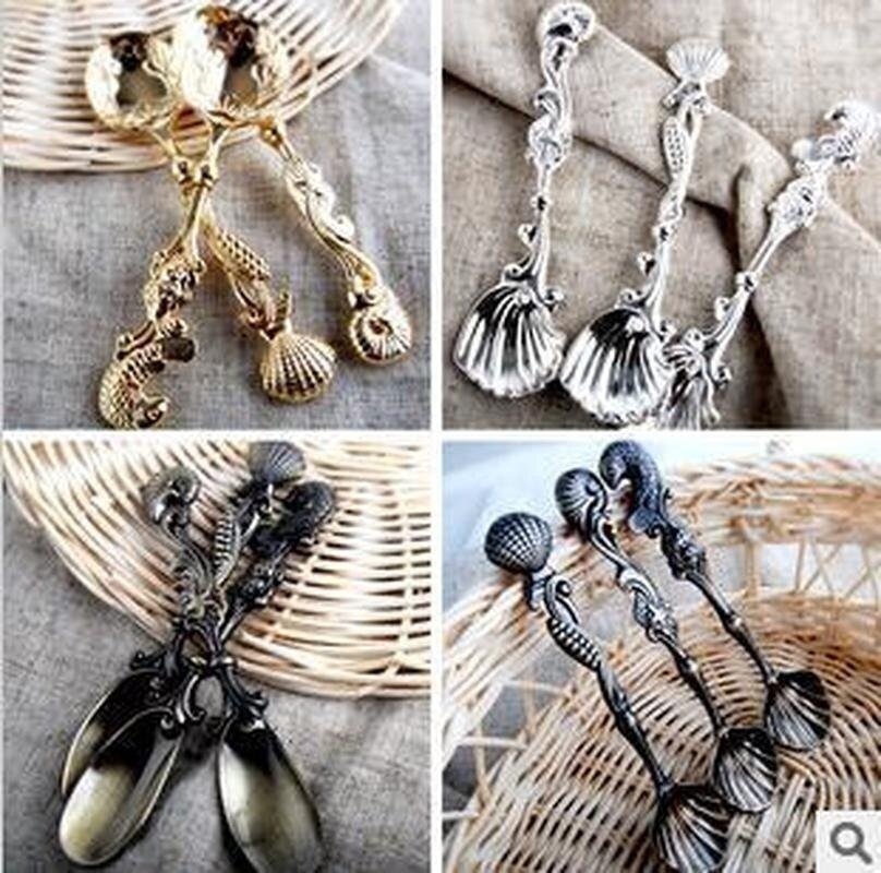 Shell Head Retro Ocean Series Coffee Spoon Cake Dessert Spoon Conch Drink Scoop Fruit Spoon Coffee Spoon