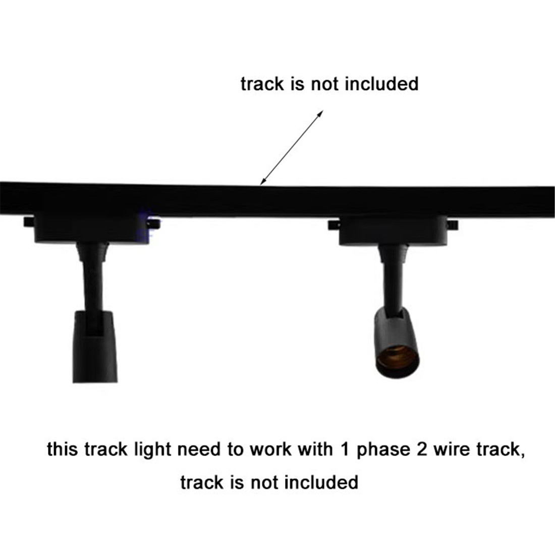 Set van 1/5/10/20 verstelbare  e27 -railspots, zwart-wit, 1- fase , 2 draden, eenvoudige lamp, verwisselbare lampjes,  e26 kunststof rails.