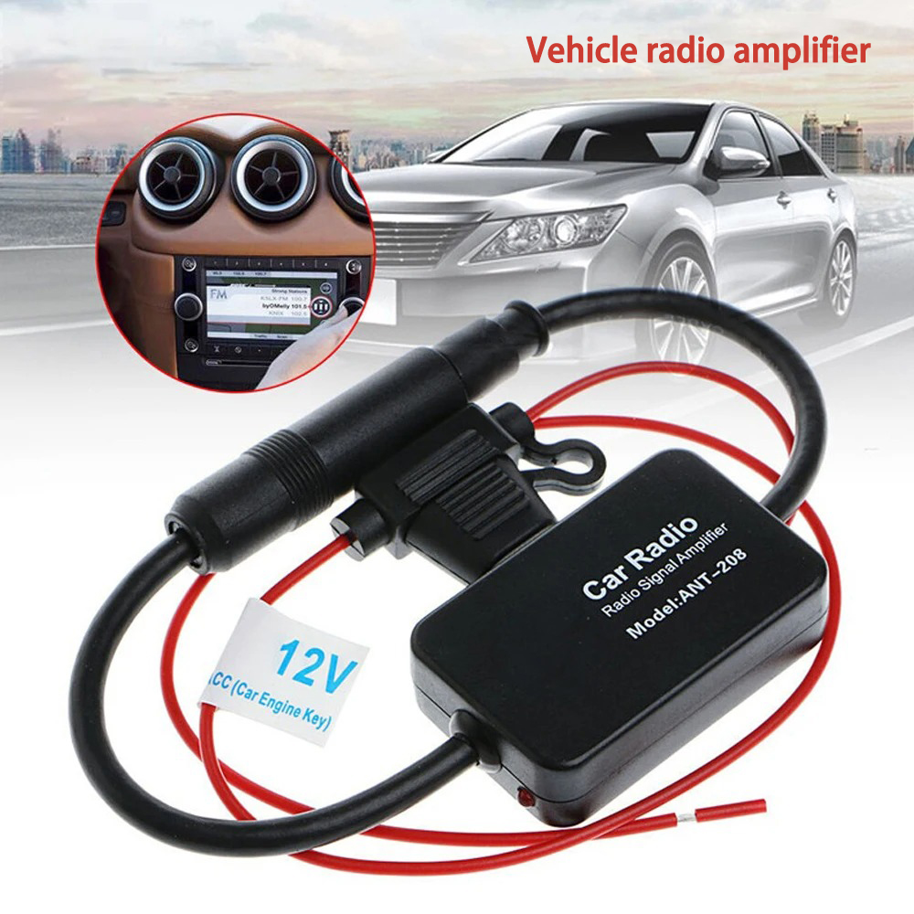 Auto rádio do carro antena fm amplificador de sinal ANT-208 dispositivo amplificador android player antena amplificador de sinal 12v fm/am carro a
