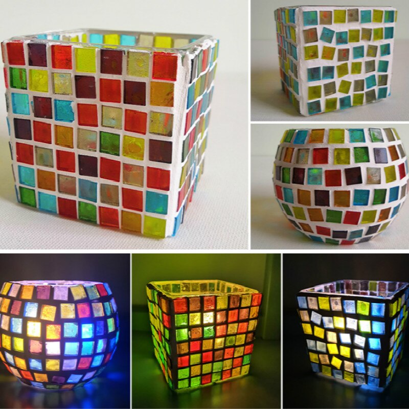Carreaux de mosaïque en cristal diaphanes multicolores, carrés translucides, matériel de bricolage pour enfants, 100 pièces