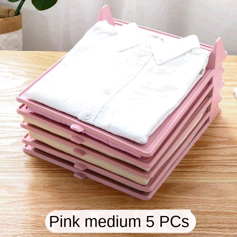 Storage Lazy Folding Finishing Fold Garment Board Multi-Function Stacked Clothes Artifact T-shirt Shirt Clothes Folding Board: Pink M