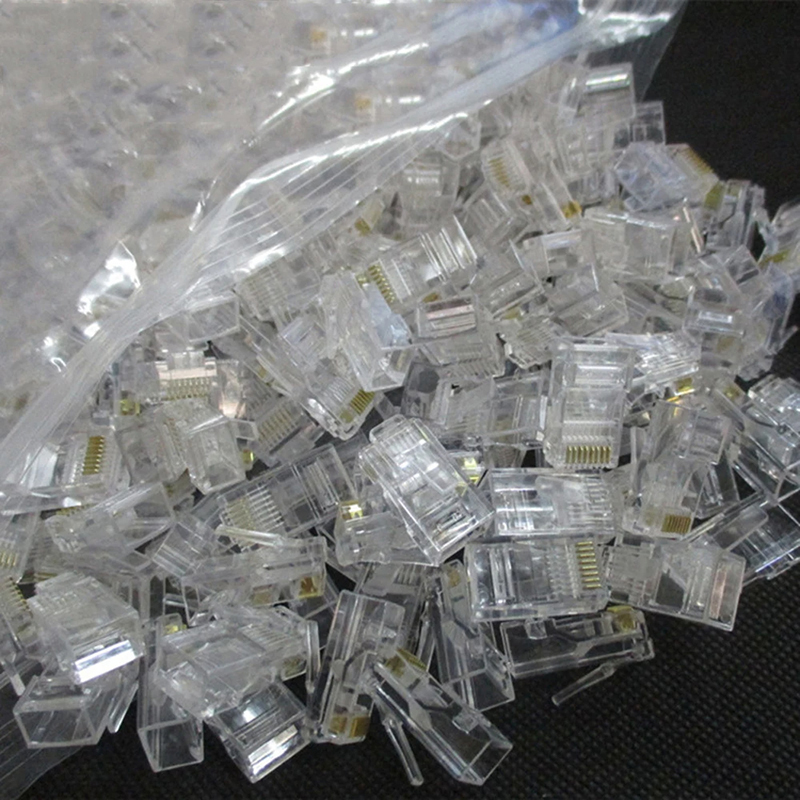 100 st/parti rj-45 nätverk ethernet kristallhuvuden plugg  rj45 kontakter 8 -stifts  rj45 -kontakt kat 5 kat 5e modulär kabel pluggar uttag: Default Title