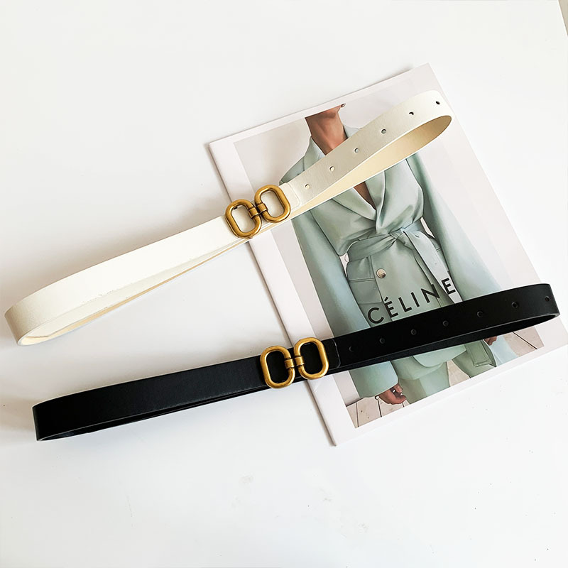 Elegante riemen voor jurken Zwart leer Zilveren gesp Reliëf Dames Dunne lederen riem 2,0 cm - België