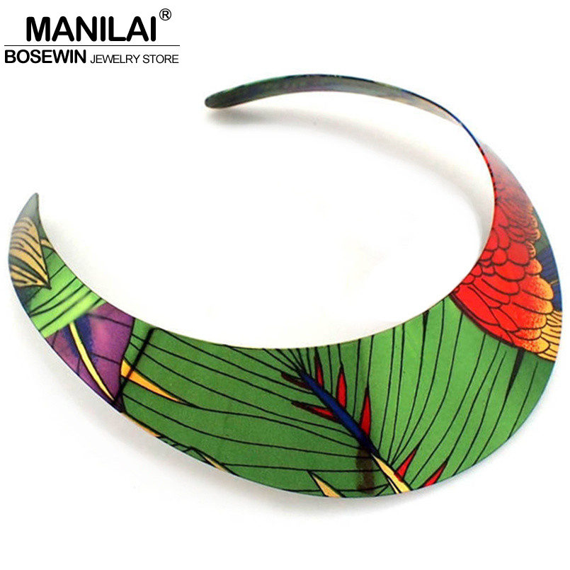 Manilai estilo country étnico pintura design torques charme gargantilhas colares jóias de declaração para as mulheres vestido de moda colar