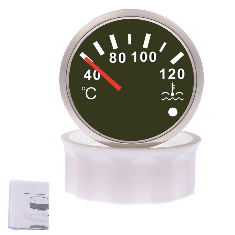 52Mm Boot Auto Water Temperatuurmeter 40-120 Water Temp Gauge Met Motor Temperatuur Alarm Fit 12 ~ 24V: Black Silver
