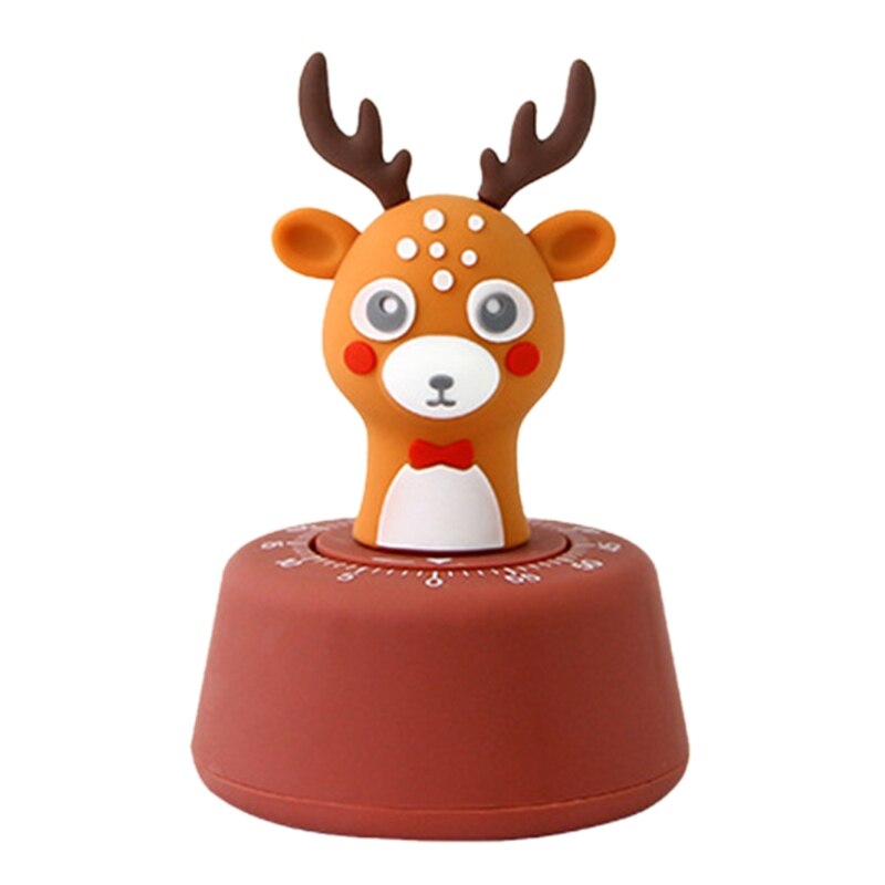 Christmas Cartoon Deer Kitchen Timer Mechanical Wind-Up Time Countdown Reminder 87HB