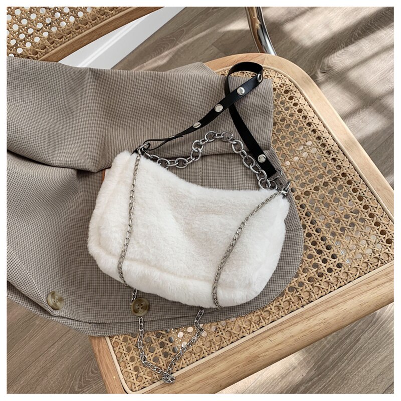 Korea Vintage Pluche Harajuku Ulzzang Messenger Bag Plezier Gothic Vrouwen Schoudertassen Hip Hop Punk Chic Vrouwen Shopper tassen: Whtie