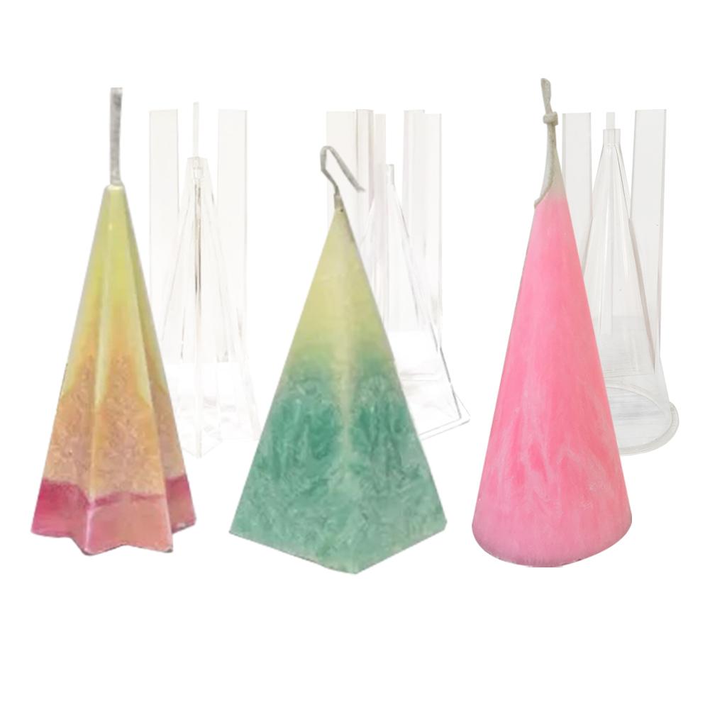 Pyramid Shape Candle Making Handmade Plastic Conical Candle Molds Birthday Christmas Decoration Diy Candel Mold