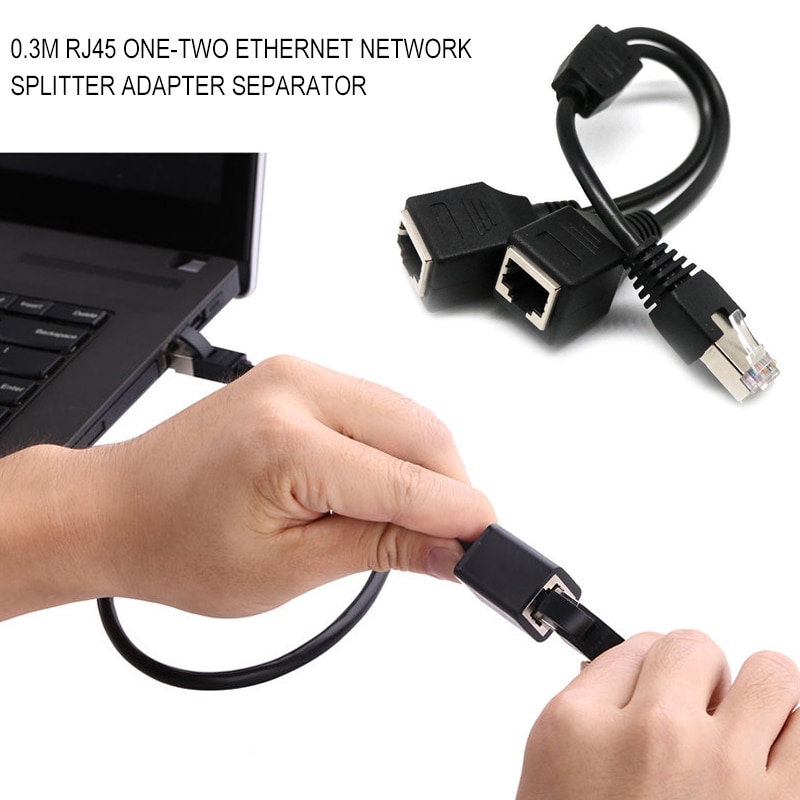 Ethernet Splitter Adapter 0.3 M Laptop Ethernet Network Adapter with Network Cable Extension Cable