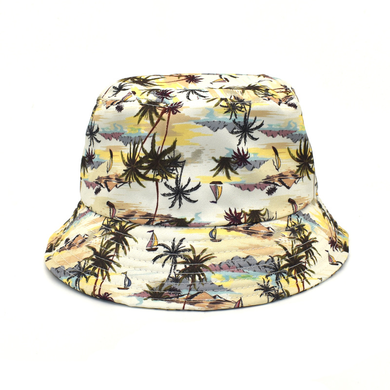 Zomer Print Emmer Hoed Blauwe Hemel Wolken Vlam Visser Hoed Voor Vrouwen Mannen Panama Hoed Bob Outdoor Reizen Strand zon Cap: F