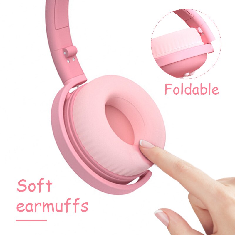 Farverige børneheadset trådløst glødende søde led kat øre pote piger bluetooth hovedtelefoner hifi stereo bas 3.5mm stik med mikrofon