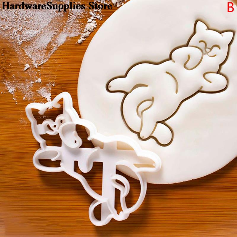Molde para cortar galletas con forma de culo de gato, cortadores de sello de galletas hechos a mano, utensilios para hornear, suministros de cocina para fiestas