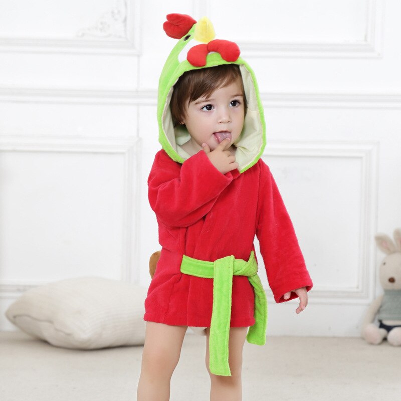 bébé peignoirs 0-1 ans dinosaure -né bébé filles vêtements sommeil robes à capuche éléphant roupa de banho bebe recen nacido: red chick / 9M