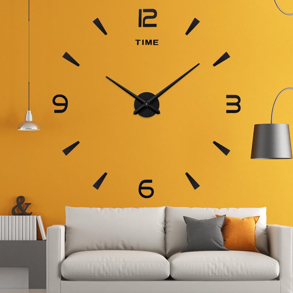 Simple and stylish wall clock living room acrylic mirror clock European Diy 3d sticker large decorative quartz watch