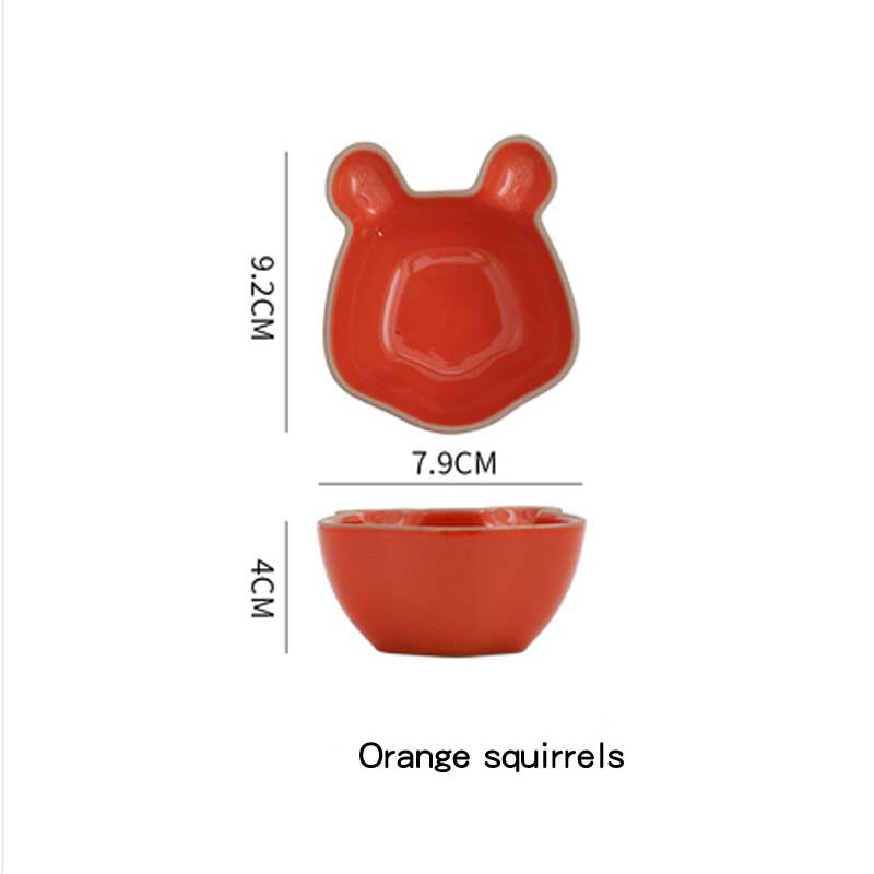 Keukengerei Snack Kleine Plaat Voor Voedsel Keramische Kant Dishe Servies Fruitschaal Saus Dishe Serveren Cartoon Tafel Decoratie: Orange squirrels
