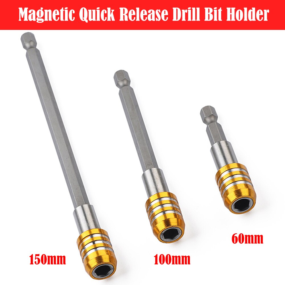 Sleeve Rod Kit Quick Release Magnetic Bit Screwdriver Holder 1/4" Hex Shank Drill 60 100 150mm