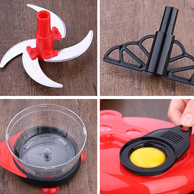 Kitchen Manual Food Processor Mixer Egg Blender Meat Grinder Vegetable Chopper Shredder Stainless Steel Blade Cutter