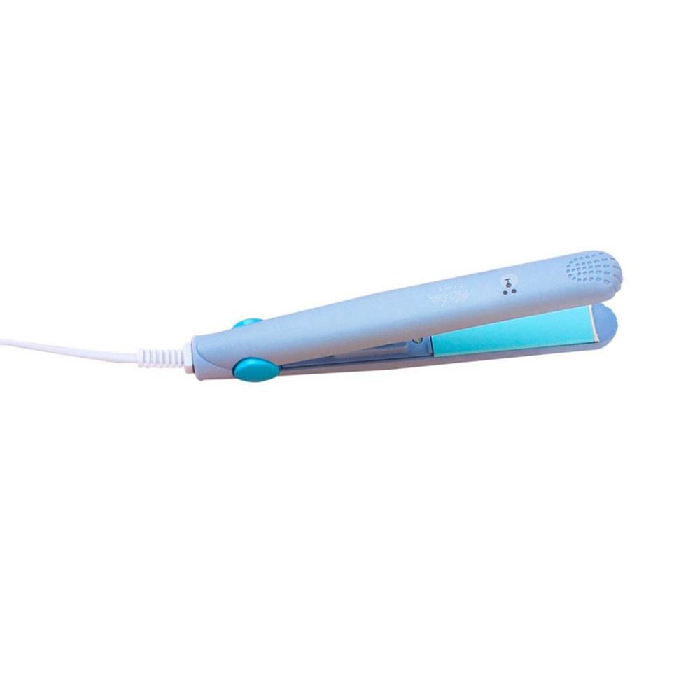 Portable frange défriser les cheveux dessin animé Mini droite Curl sèche et humide bigoudis Portable frange pince électrique rouleau: Blue