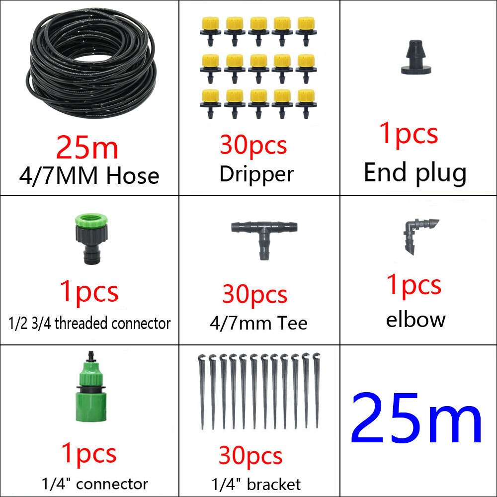 5-50M Automatisch Tuinbewateringssysteem Waterdruppelirrigatiesysteem Plant Bewatering Kit Irrigatie Druppelaars Timer Set: Marineblauw