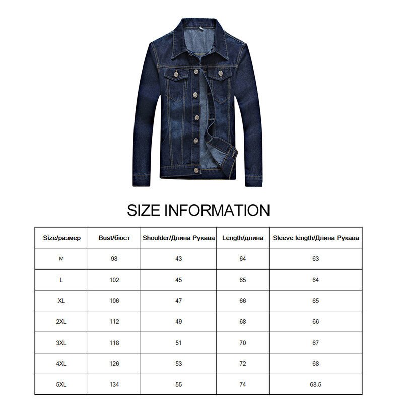 Spring Autumn Men Denim Jacket Jean Button Opening Slim Tops Stylish Simplicity Dark Blue Male Outerwear Clothing