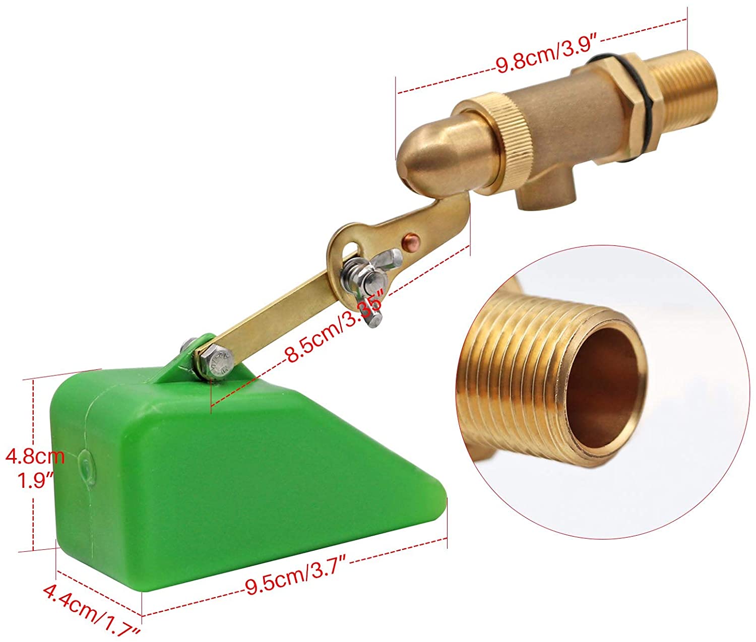 1/2 Inch Messing Valve Float Water Vlotter Met Verstelbare Float Ball Valve Voor Water Tank Fonteinen Vee Waterer: Default Title