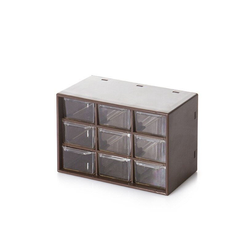 3 Color Durable Cartoon 9 Grids Drawer Jewelry Eraser Tape Lipstick Stationery Storage Box Office Desk School Household H6399: 3