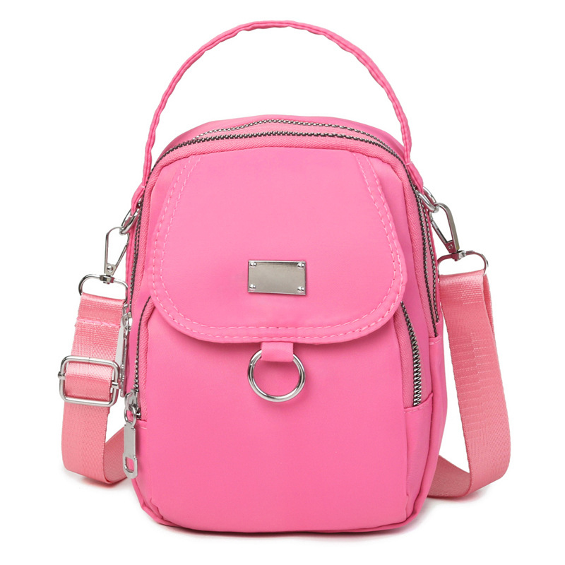 1pc dam casual messenger bag axelväska enfärgad multifunktionell handväska flerskiktad lätt oxfordväska crossbody: Ljusguld