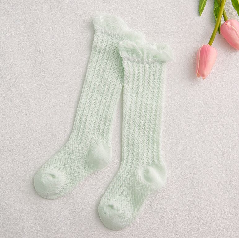 Calcetines hasta la rodilla de malla de algodón para bebé, niña recién nacida, de dibujos animados, de malla, baratos: Green Mesh Socks