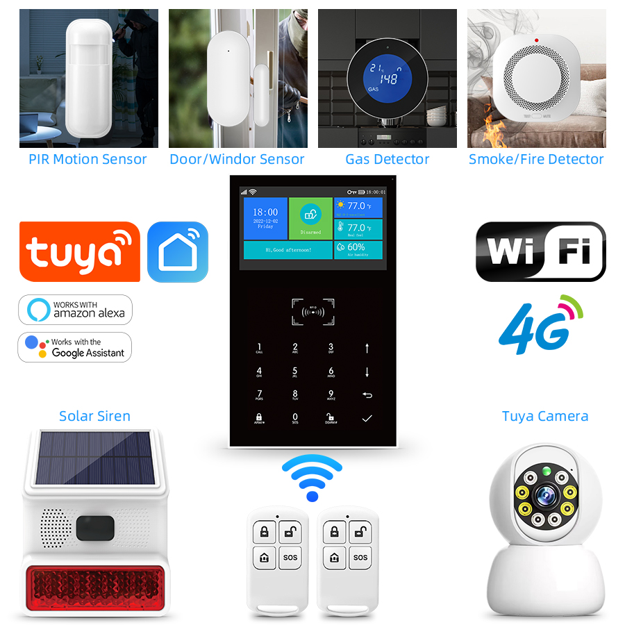4G Wifi Draadloos Alarmsysteem Tuya Smart Home Kindveiligheid Thuis Antidiefstalsysteem Smart Life App Controle Werkt met ALexa PG-109
