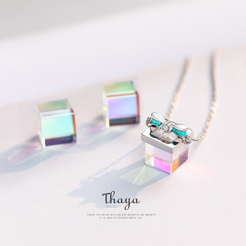 Thaya Color Light Bow Necklace 925 Silver Bohemia Interesting Color Prism Necklace for Women Special Jewelry