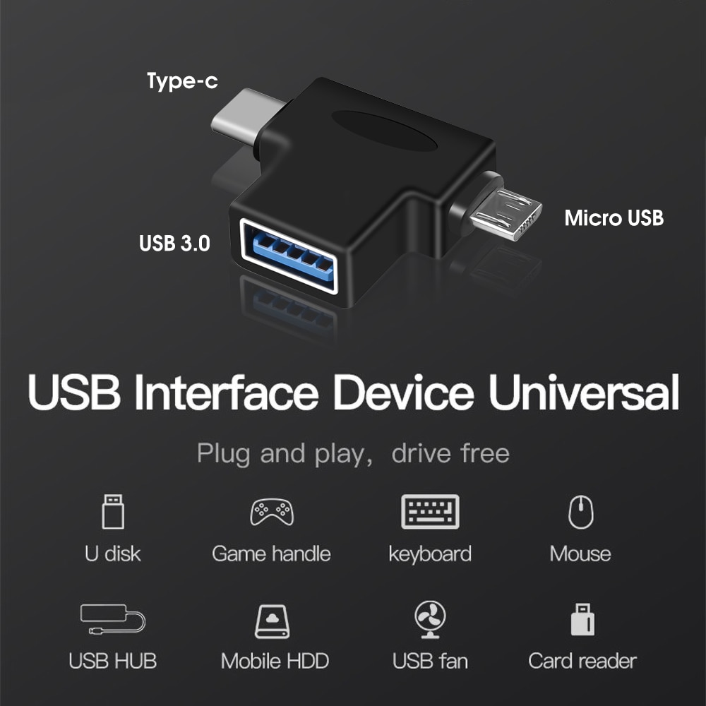 Caldecott 3 In 1 Usb 3.0 Micro Usb Type-C Adapter Micro Usb Type C Converter Met Otg Functie kabel Voor Xiaomi Redmi Samsung