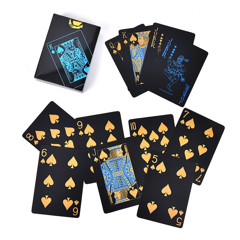 Durable Poker Plastic PVC Poker Waterproof Black Playing Cards 55Pcs/Set