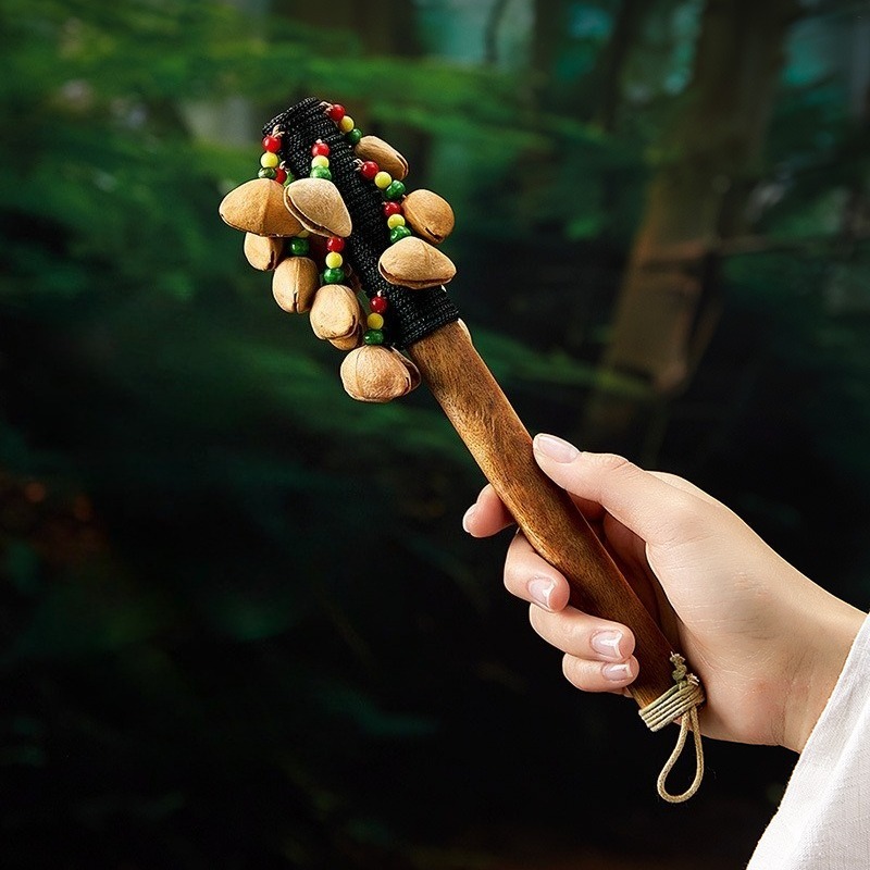 Campana de mano hecha a mano de concha Dola, sonajero curativo, campana de viento, terapia de sonido Natural, campanas musicales, instrumentos musicales de percusión