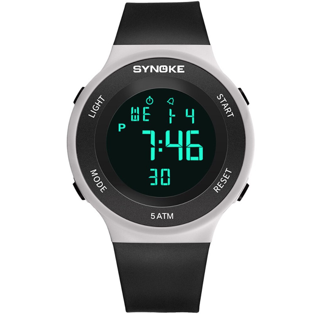 Unisex Outdoor Waterdichte Alarm Plastic Band Datum Display Paar Lover Sport Digital Electronics Polshorloge Relojes: Black White