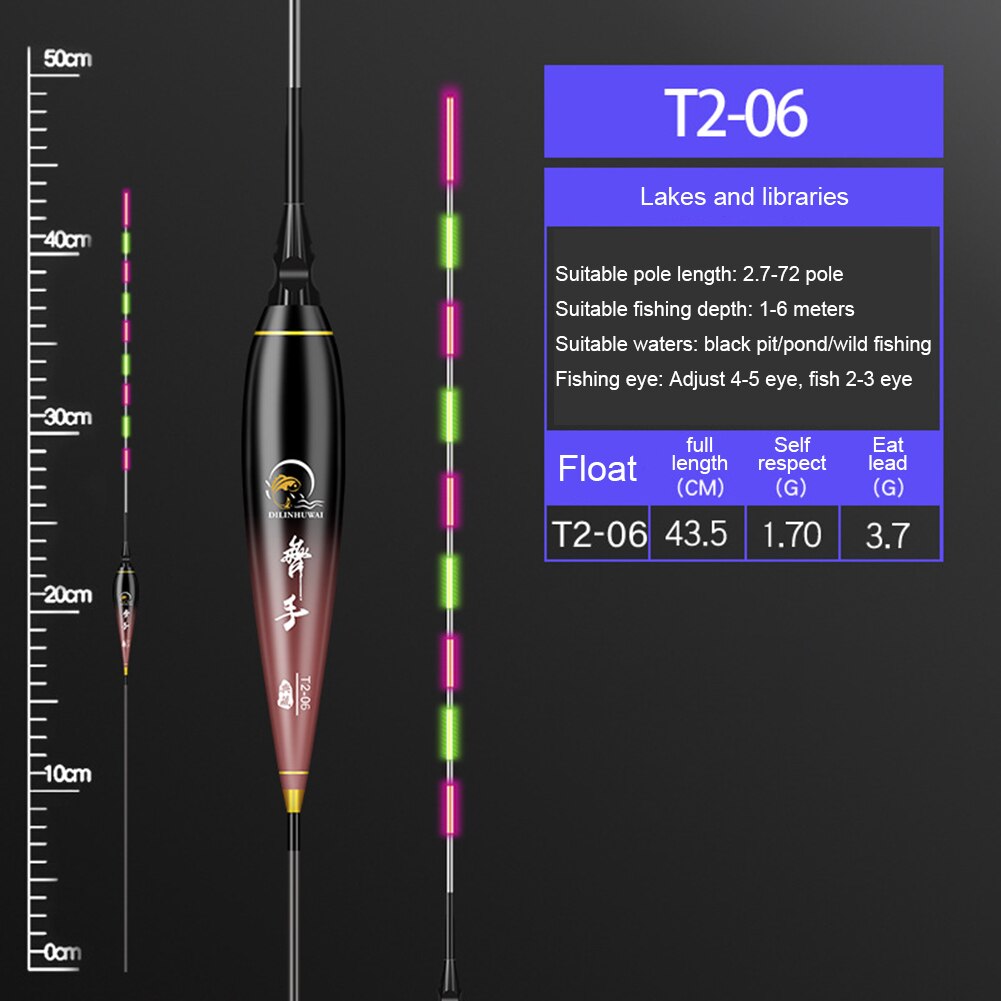 Smart Fishing Float Led Lichtgevende Elektrische Visdobbers Hoge Gevoeligheid Verdikte Stok Boei Bobber Lokken Vissen Accessoires: T2  06