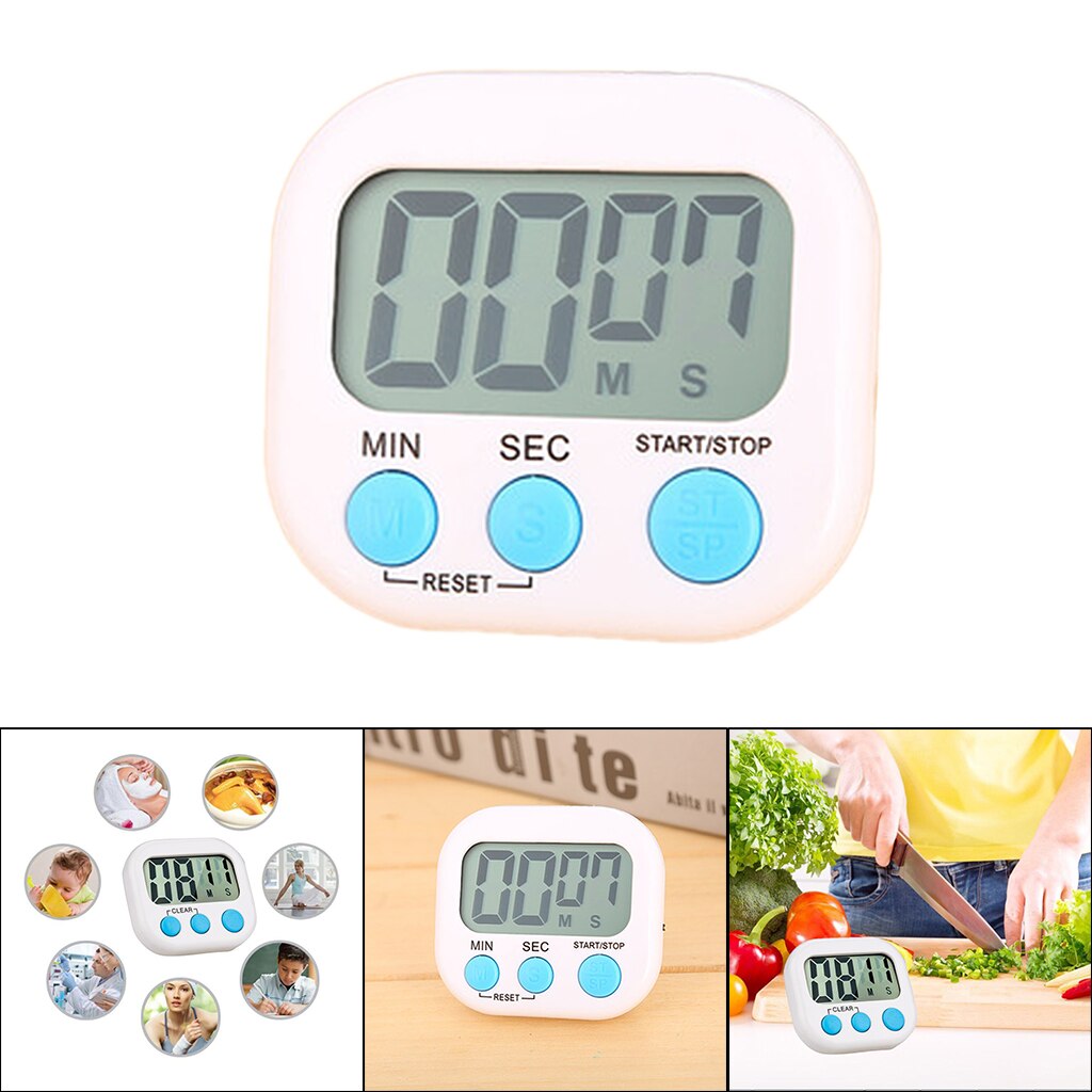 Digital Kitchen Timer Count Up Clear Big Digits for Cooking Sports: white