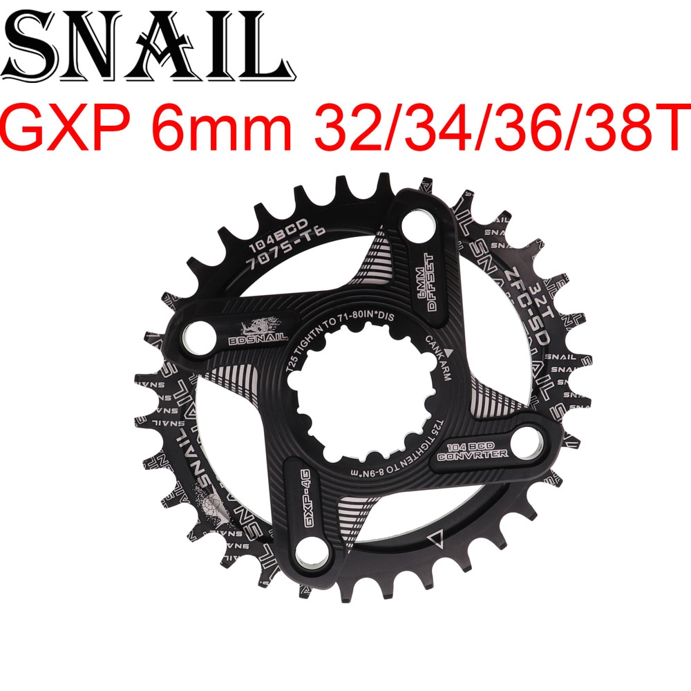 Caracol plato ovalado 6mm Offset GXP XX1 águila X01 GX X1 X0 X9 sram DM 32T 34T 36 38 MTB bicicleta de carretera directa Monte