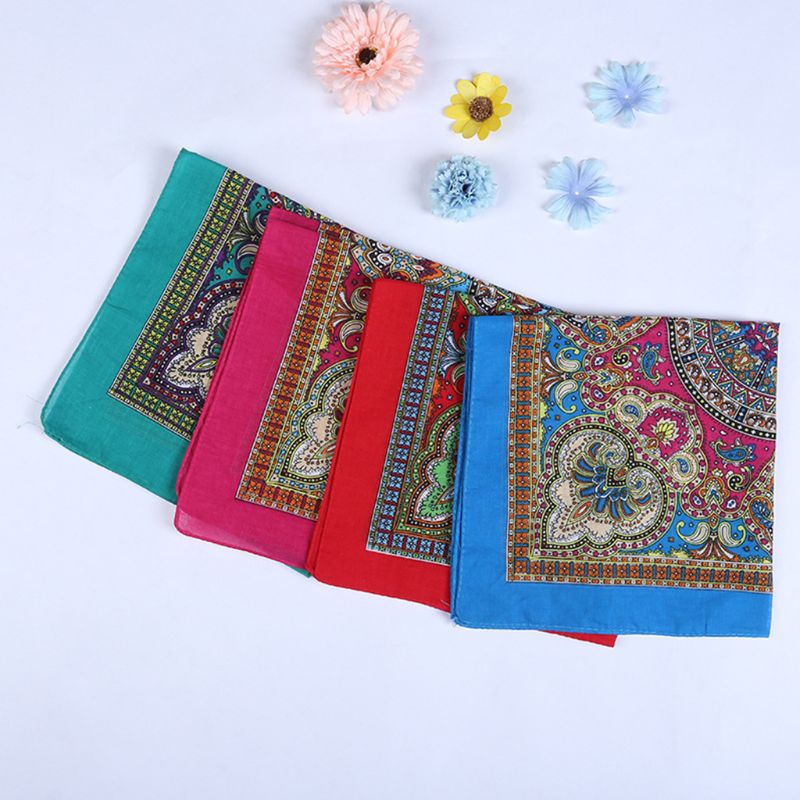 Pañuelo de estilo étnico para hombre y mujer, pañuelo cuadrado con estampado Floral, colorido brillante, estilo Punk, Hip Hop, ciclismo y baile