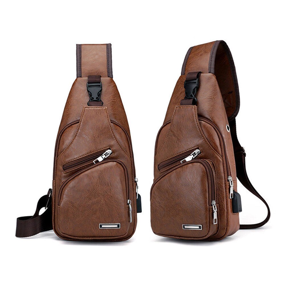 Men's Bags PU Leather Sling Bag Chest Shoulder Bags Cross Body Cycle Day Packs Satchel Travel Bags /BL1: C