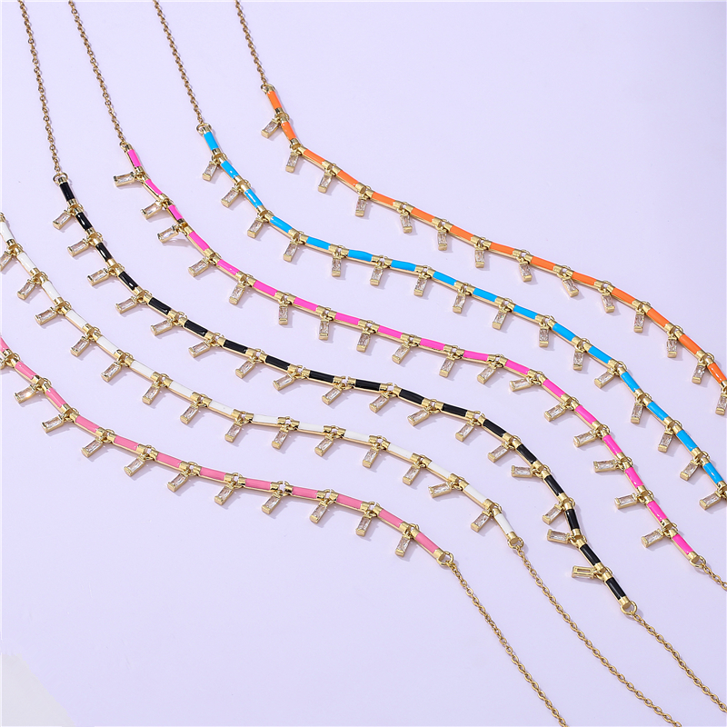HECHENG, collier ras du cou à pampilles en émail coloré plaqué or 18 carats, collier à breloques étoile rectangulaire pour femmes