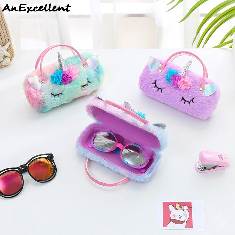 Kawaii – boîte à lunettes licorne, portable, mignon, Animal de dessin animé, pour filles, enfants, étui à lunettes, , papeterie scolaire